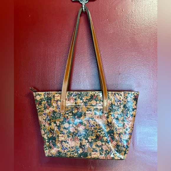 Patricia Nash Handbags - Patricia Nash Tote Bag Brown Leather Vintage Floral Print Medium Size Purse